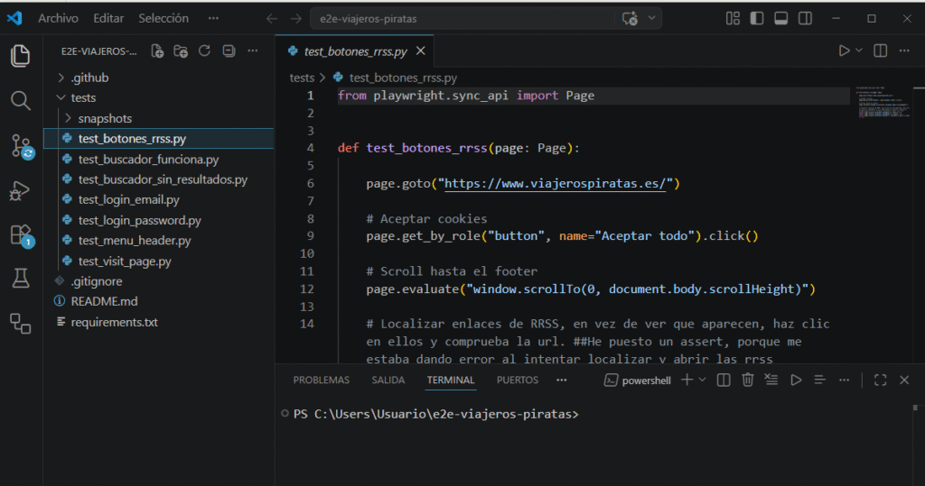 Fixtures en pytest para automatización de pruebas con Playwright en proyecto real de QA